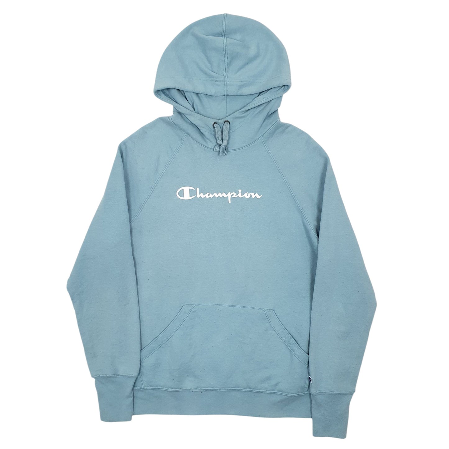 Mens Blue Champion Spellout Hoodie Jumper
