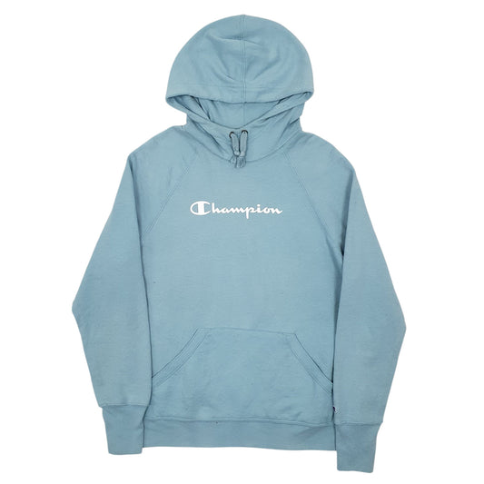 Mens Blue Champion Spellout Hoodie Jumper