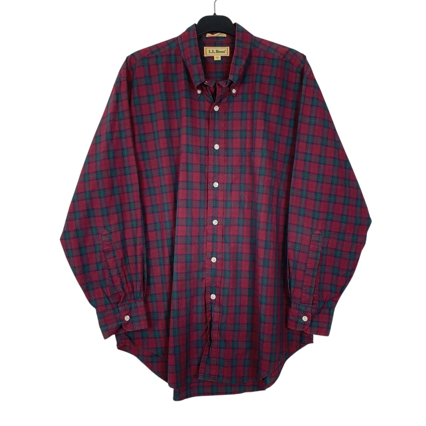 Mens Burgundy L.L.Bean Vintage 90s Long Sleeve Shirt