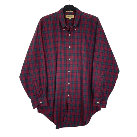 Mens Burgundy L.L.Bean Vintage 90s Long Sleeve Shirt