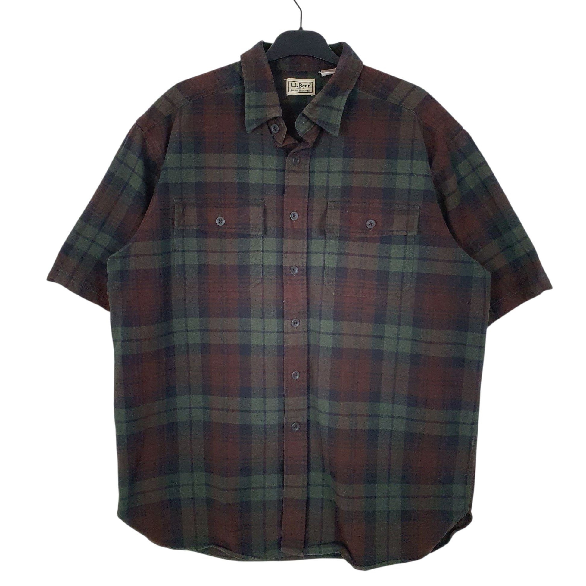 Mens Green L.L.Bean Chamois Short Sleeve Shirt