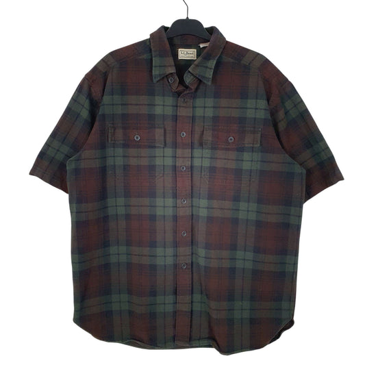 Mens Green L.L.Bean Chamois Short Sleeve Shirt