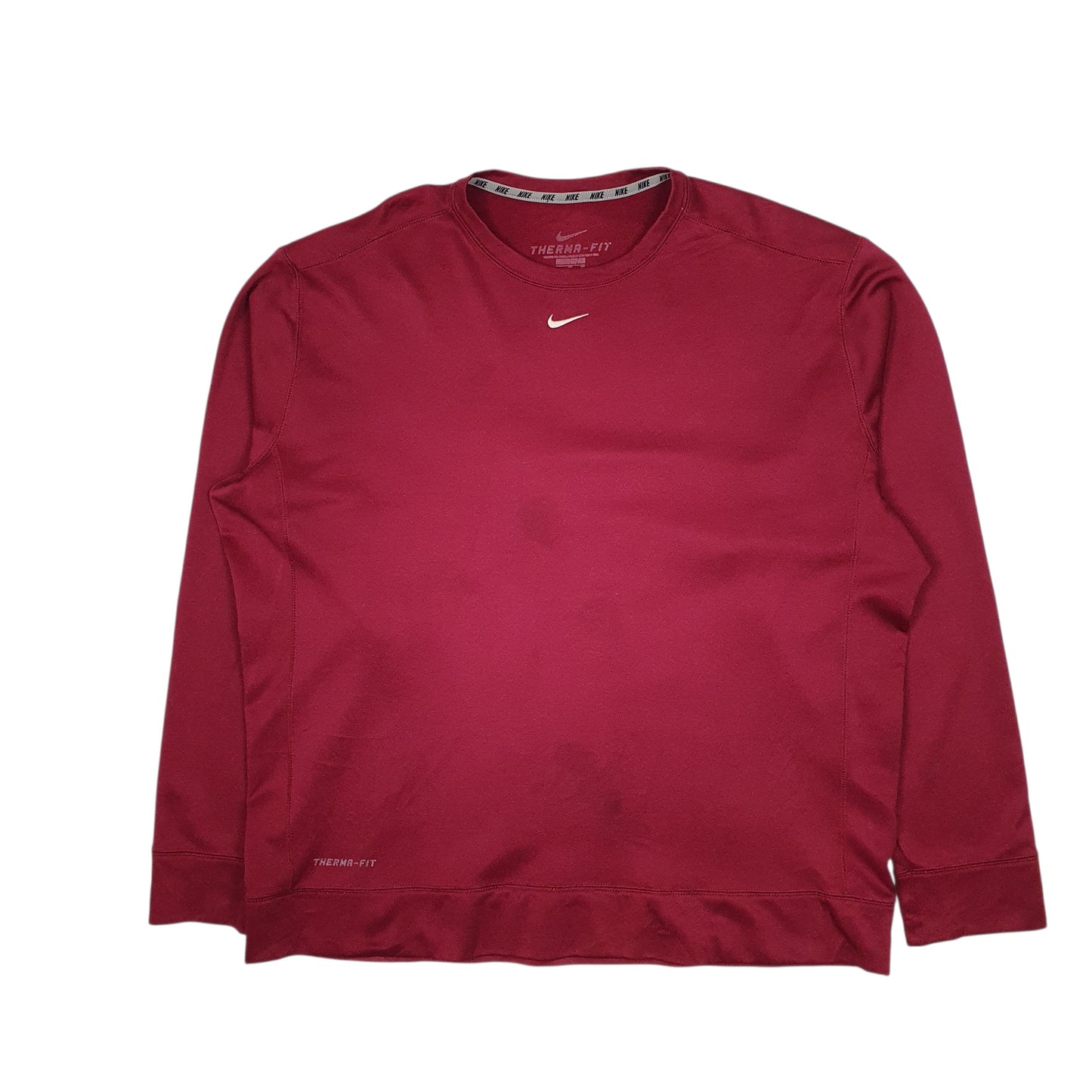 Mens Burgundy Nike Therma Fit Crewneck Jumper