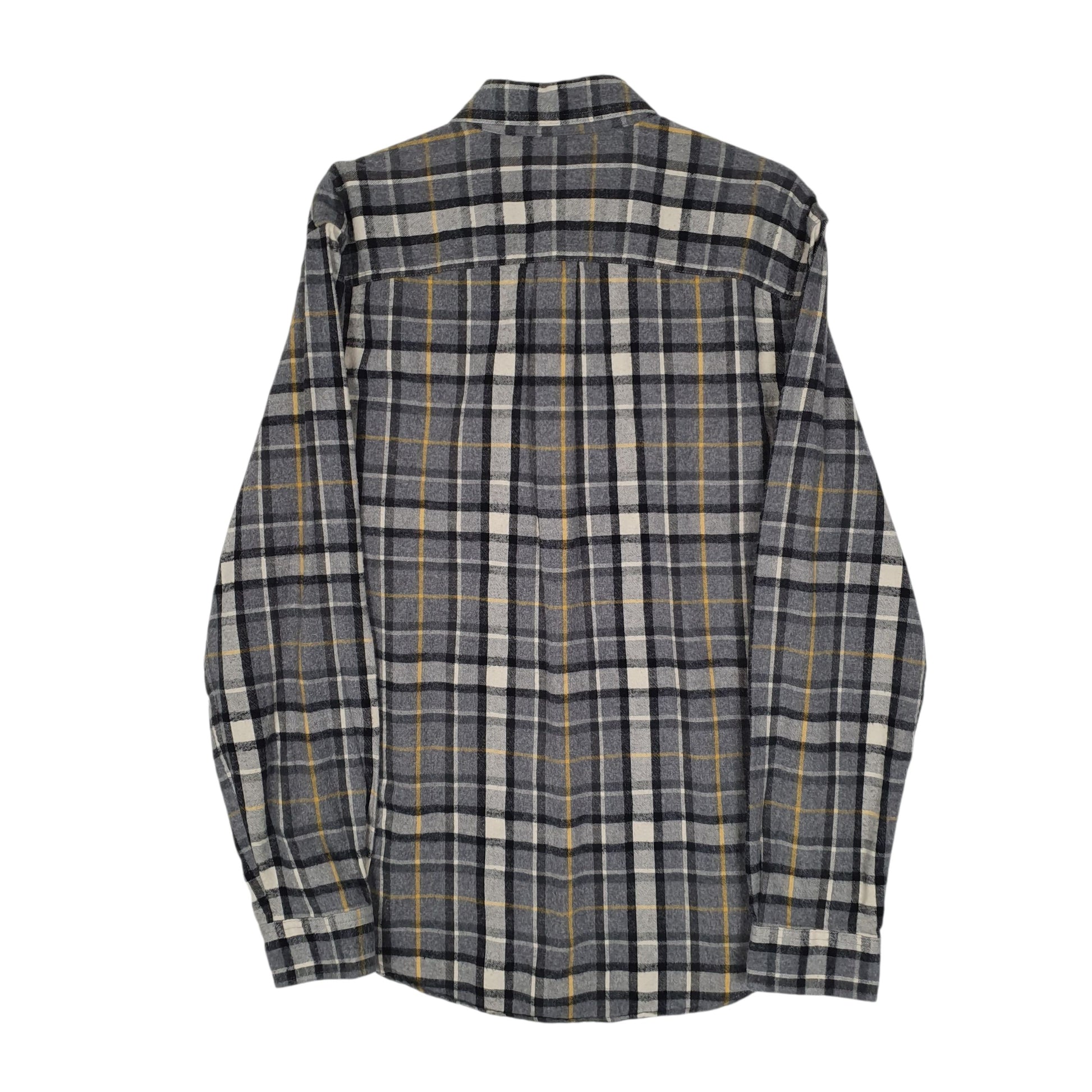 Mens Grey L.L.Bean Scotch Plaid Flannel  Shirt