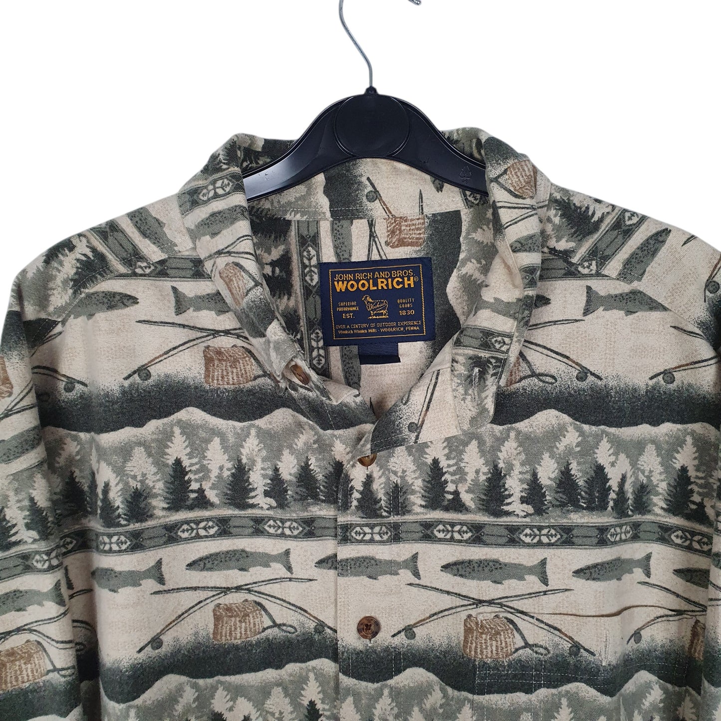 Mens Green Woolrich Wildlife Nature  Shirt