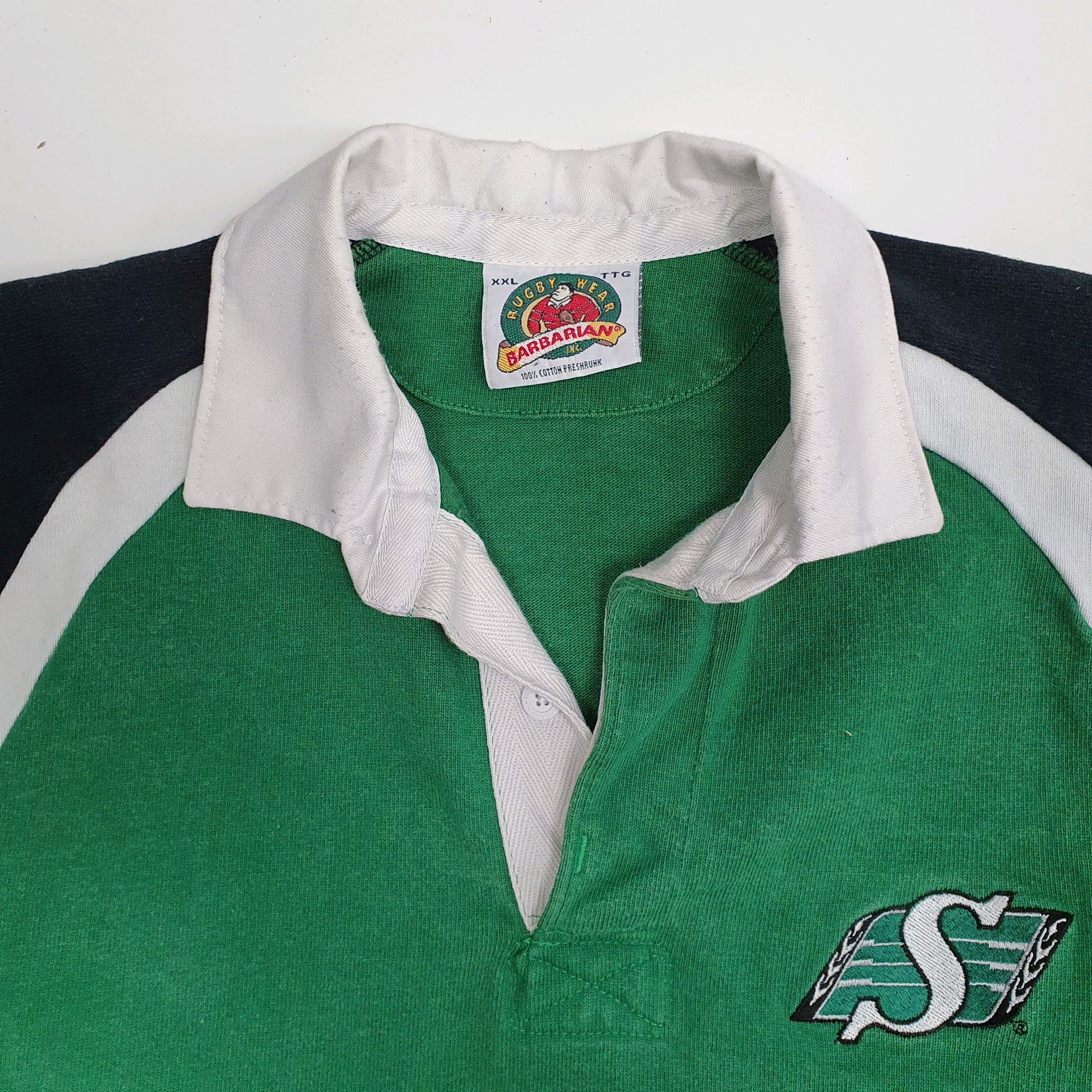 Mens Green Barbarian Rugby Hoodie Polo Shirt
