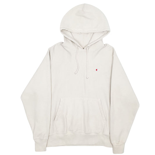 Mens Cream Champion Reverse Weave Hoodie Jumper