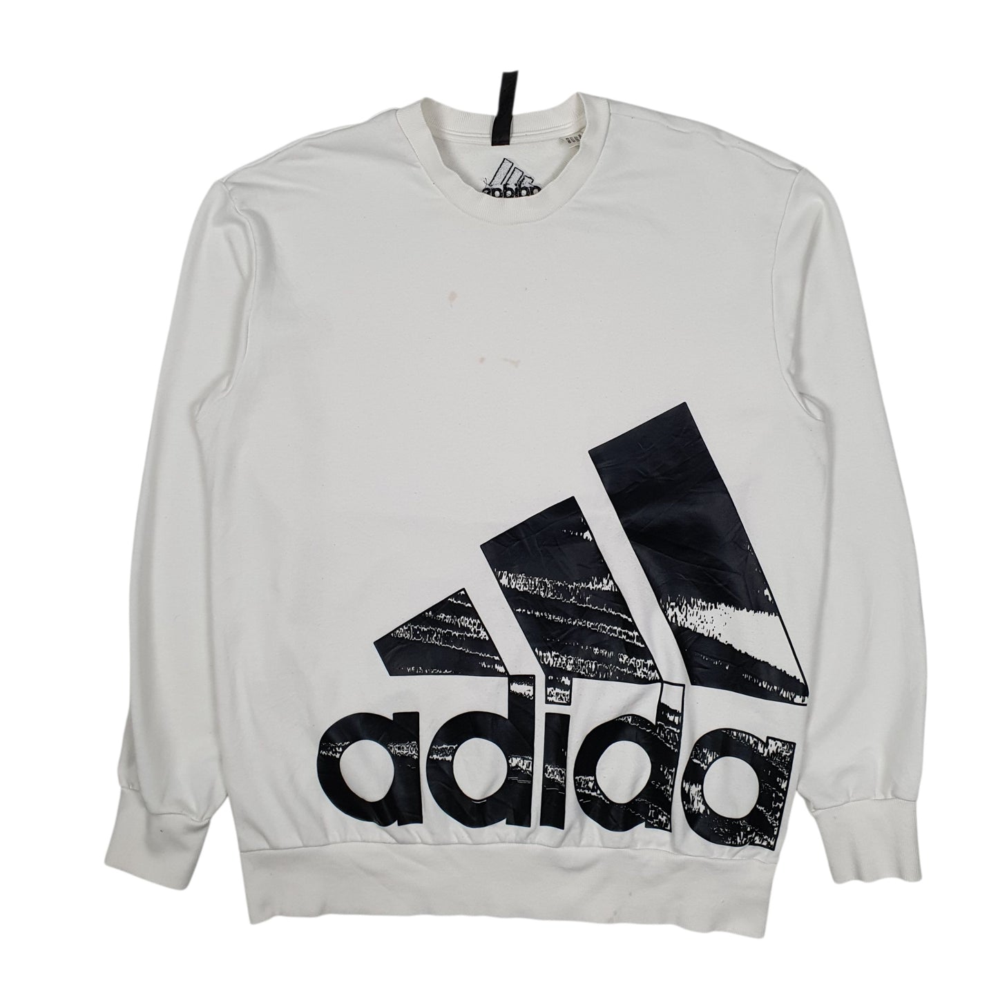 Mens White Adidas  Crewneck Jumper