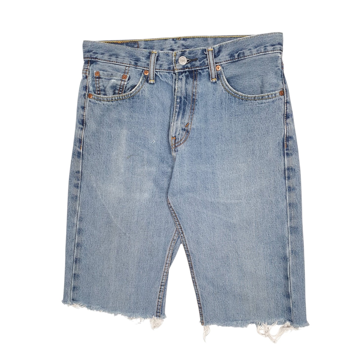 Mens Blue Levis 505 Cut Off Denim Shorts