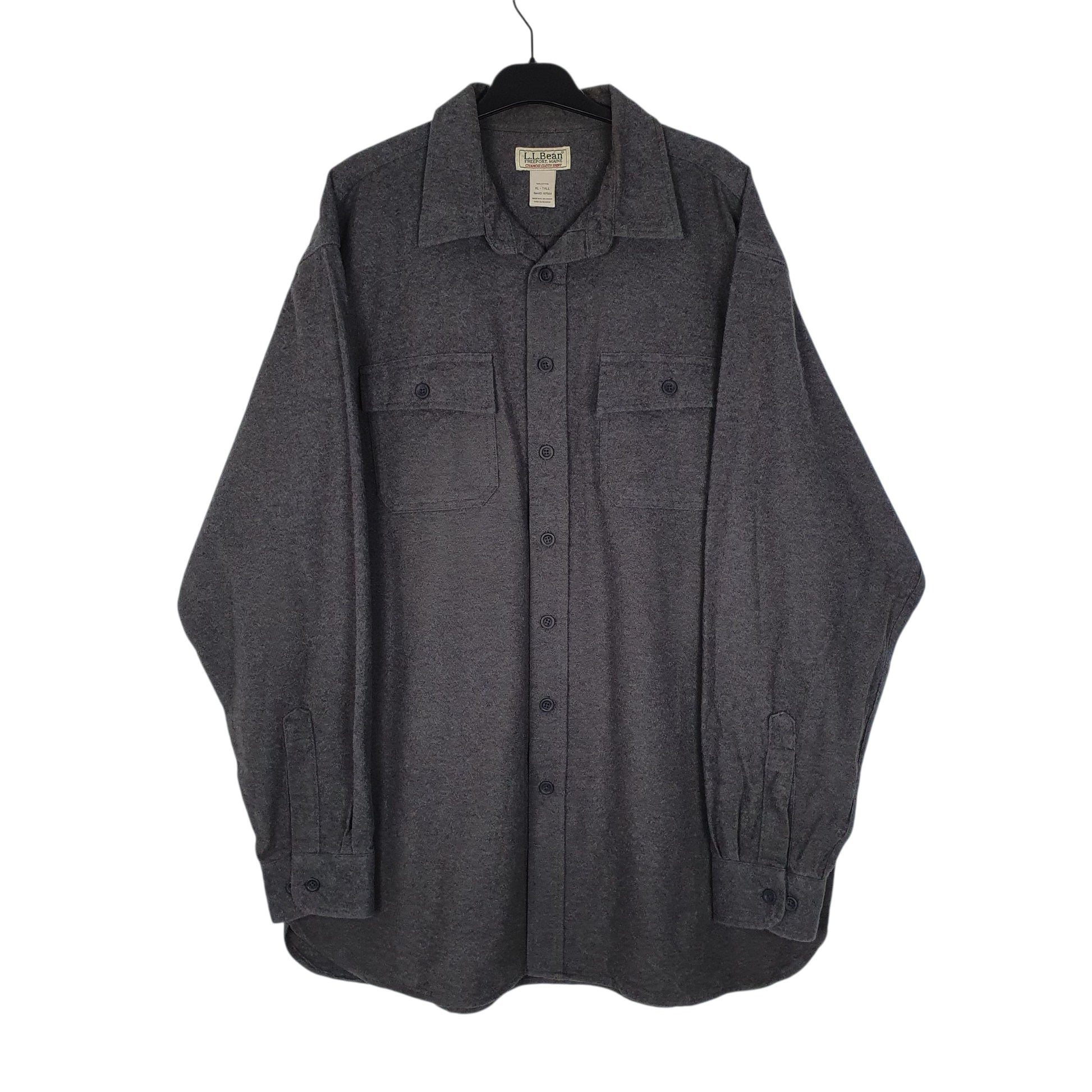 Mens Grey L.L.Bean Thick Chamois Long Sleeve Shirt