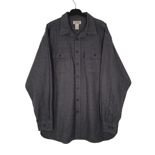 Mens Grey L.L.Bean Thick Chamois Long Sleeve Shirt