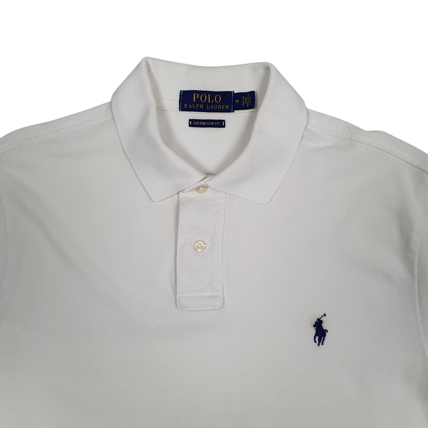 Mens White Polo Ralph Lauren Custom Slim Fit  Polo Shirt