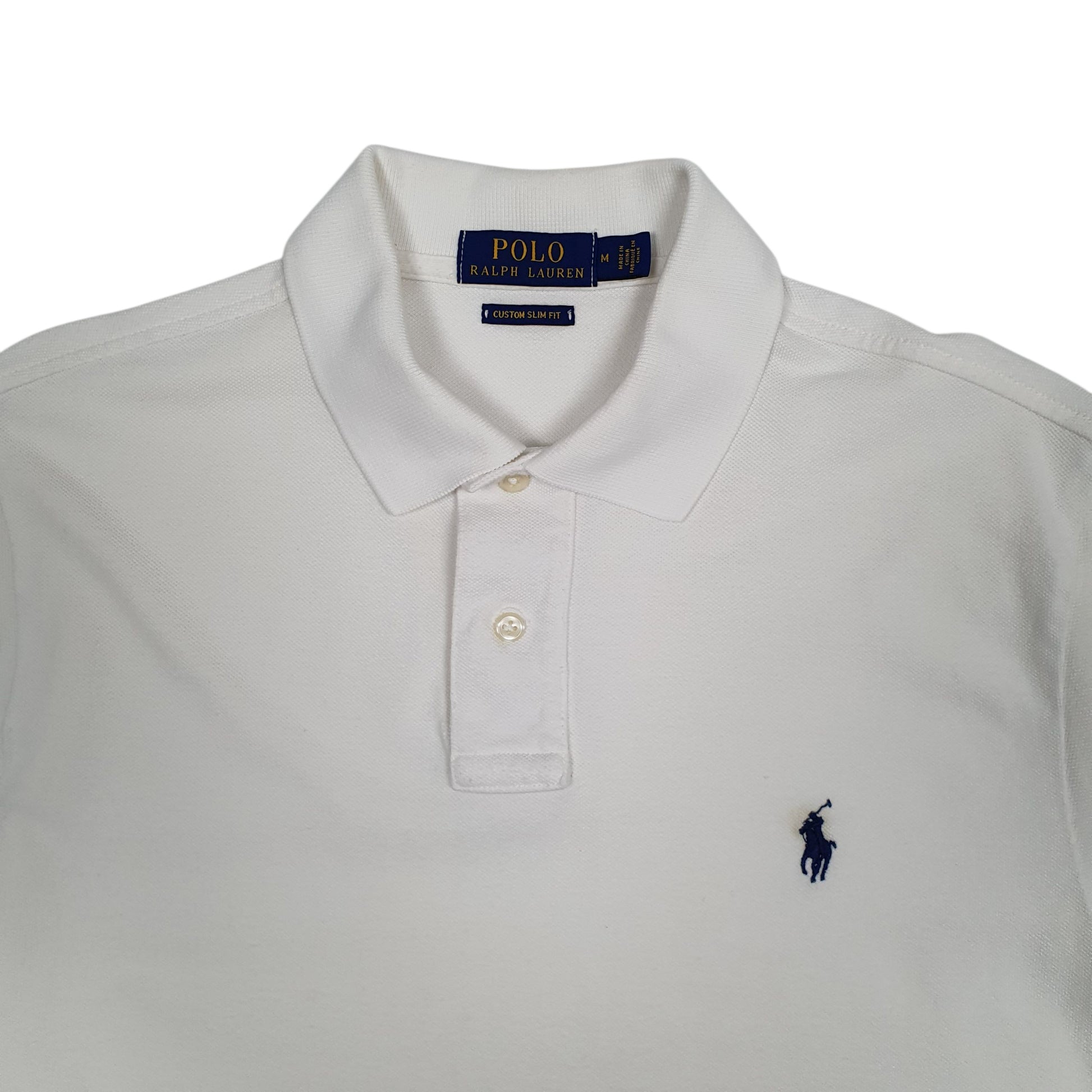 Mens White Polo Ralph Lauren Custom Slim Fit  Polo Shirt