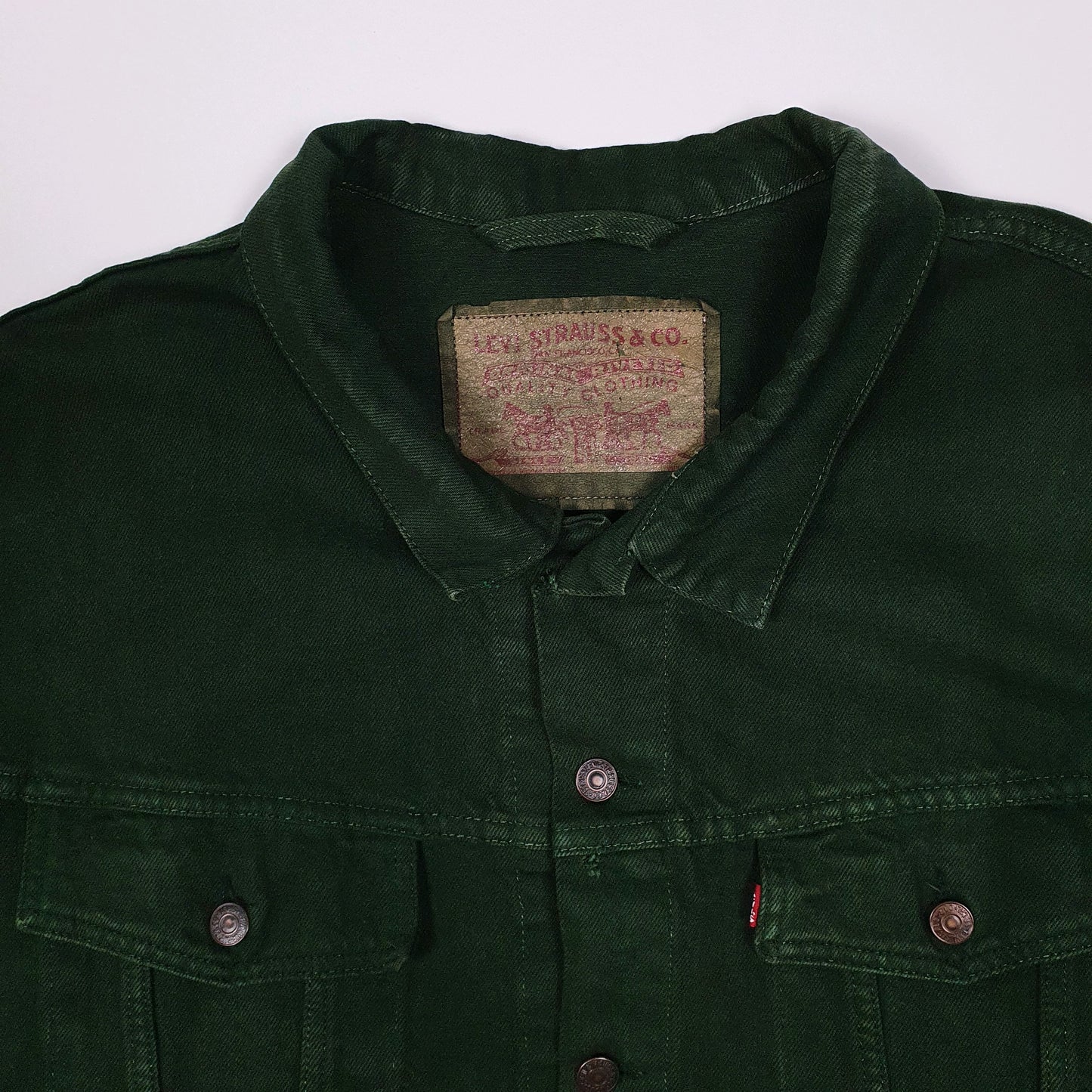 Mens Green Levis Vintage 1990s Type 3 Trucker Made In USA Full Zip Coat