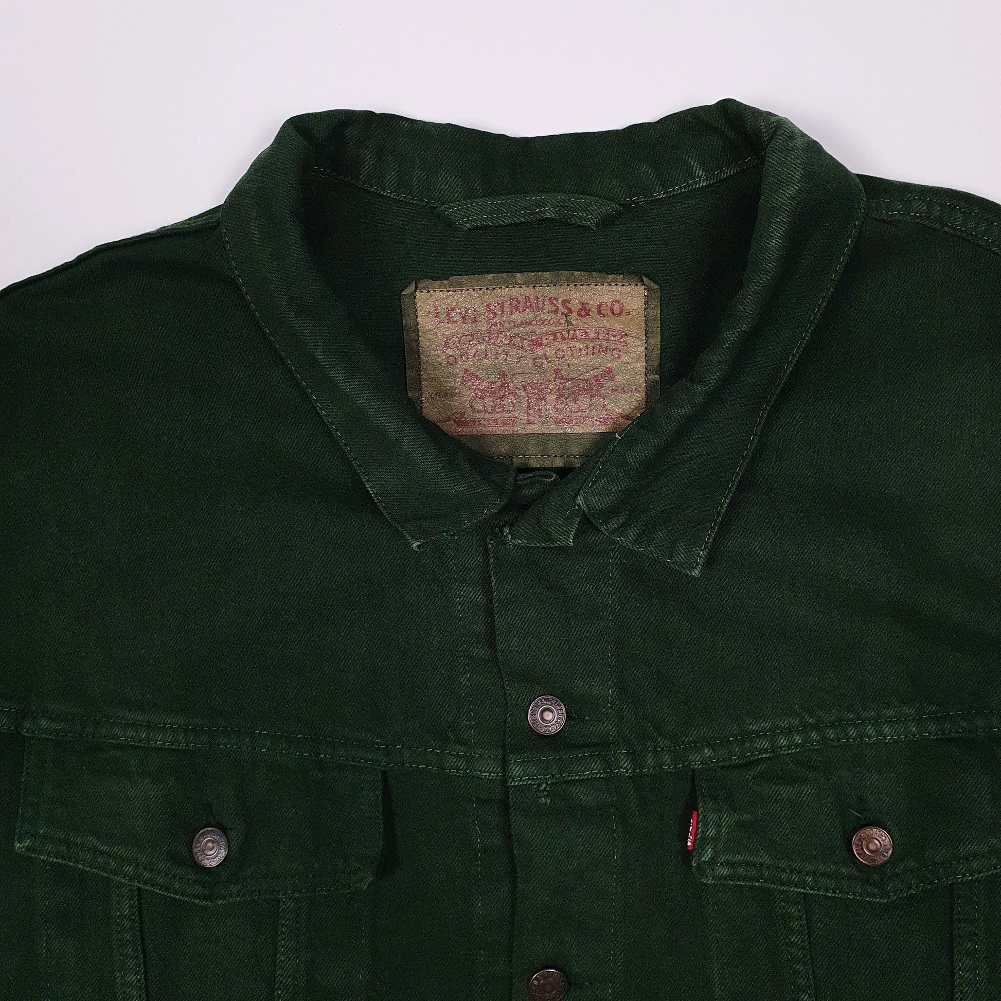 Mens Green Levis Vintage 1990s Type 3 Trucker Made In USA Full Zip Coat