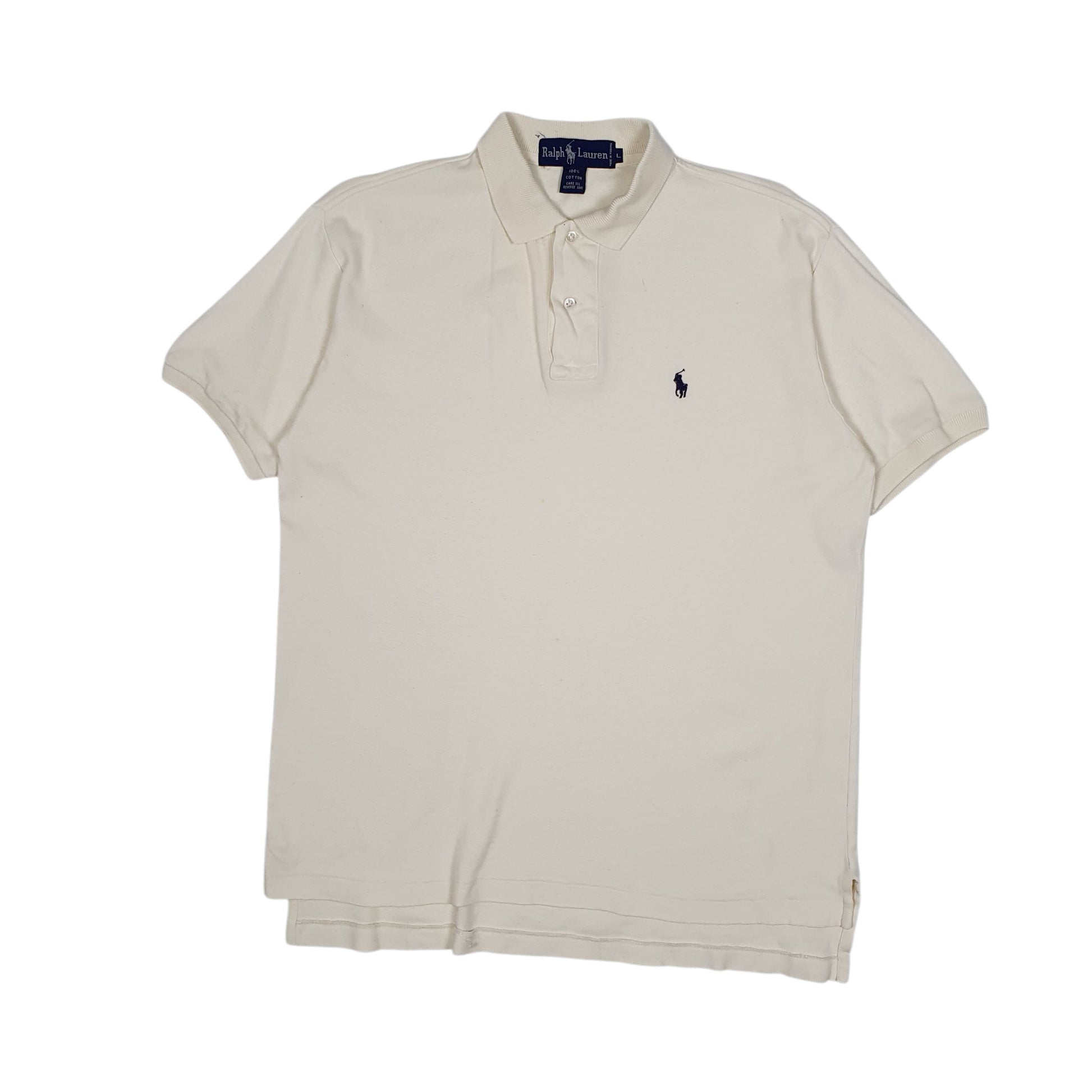 Mens Cream Polo Ralph Lauren Vintage 90s Short Sleeve Polo Shirt