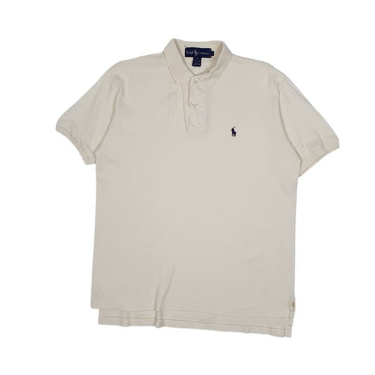 Mens Cream Polo Ralph Lauren Vintage 90s Short Sleeve Polo Shirt
