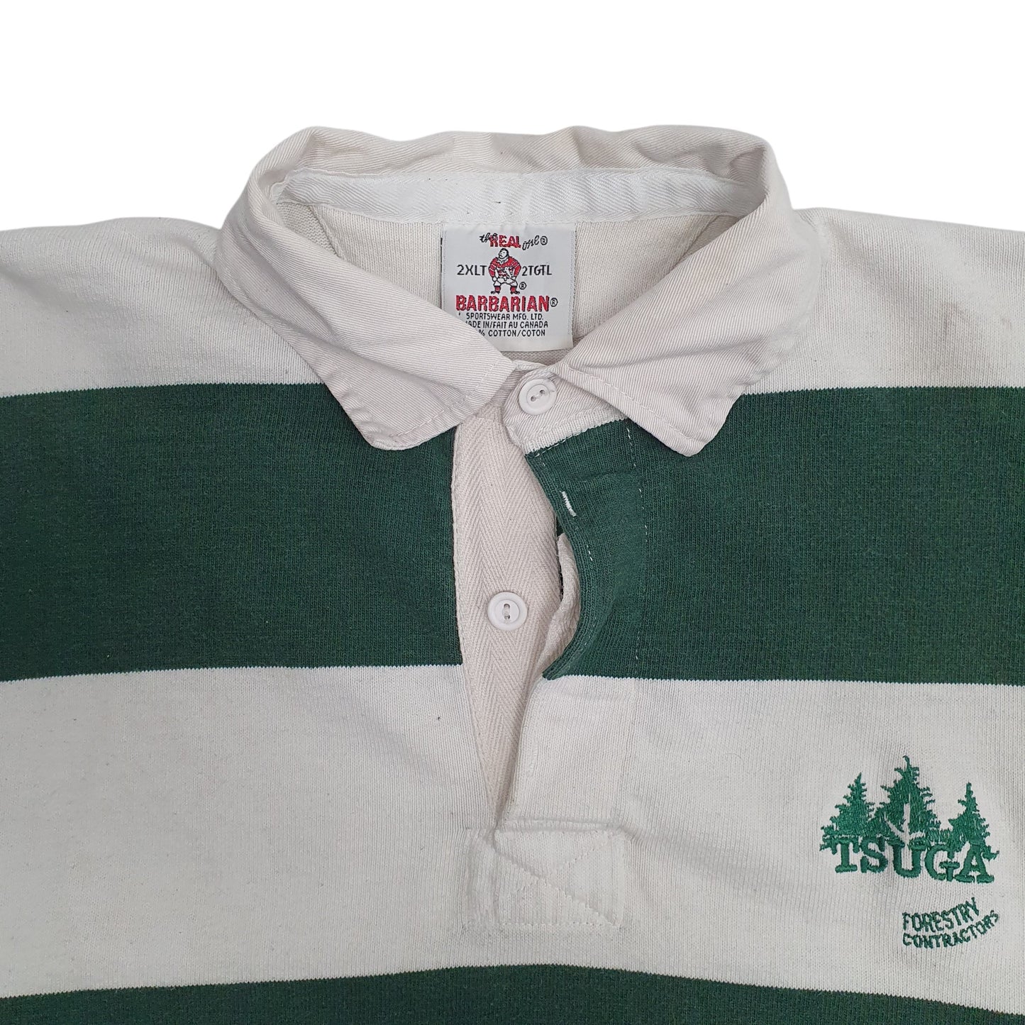 Mens White Barbarian Rugby Hoodie Polo Shirt