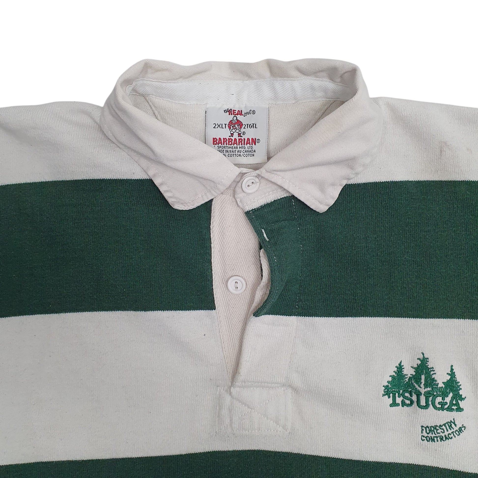 Mens White Barbarian Rugby Hoodie Polo Shirt