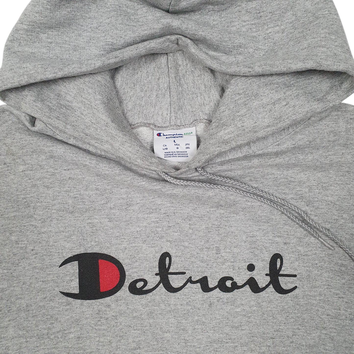 Mens Grey Champion Detroit Hoodie Jumper