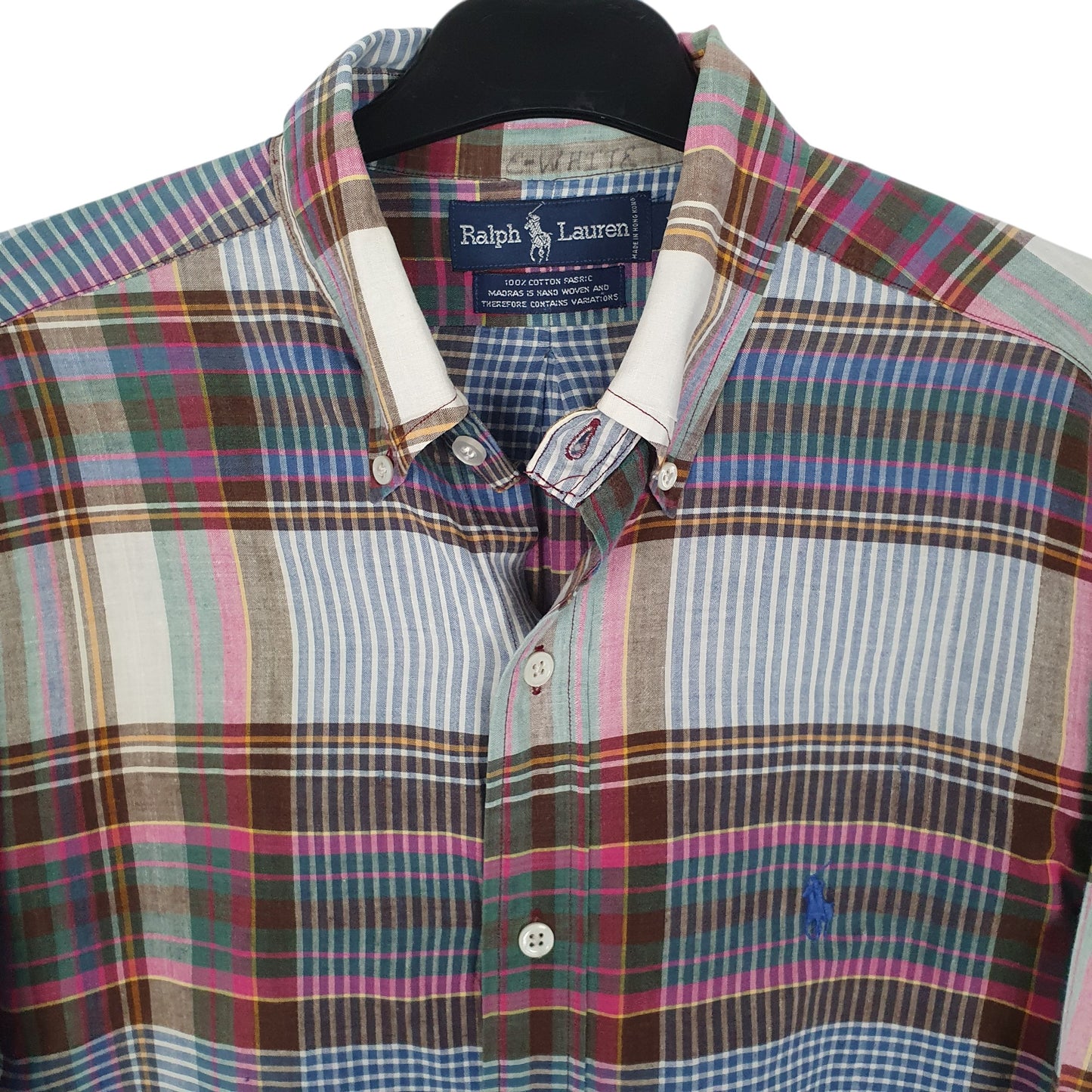 Mens Blue Ralph Lauren Madras Vintage 90s  Shirt