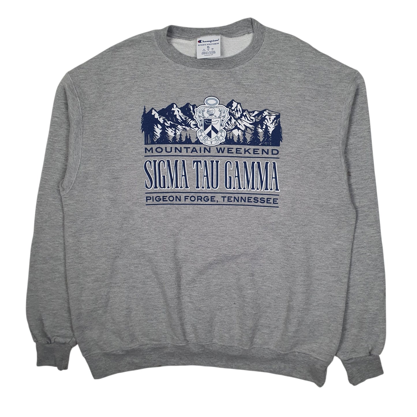 Mens Grey Champion Sigma Tau Gamma Crewneck Jumper