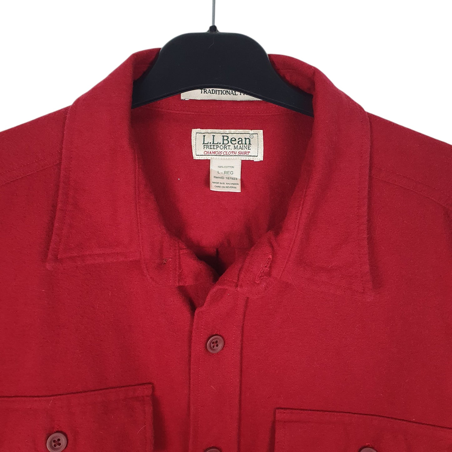 Mens Red L.L.Bean Thick Chamois  Shirt