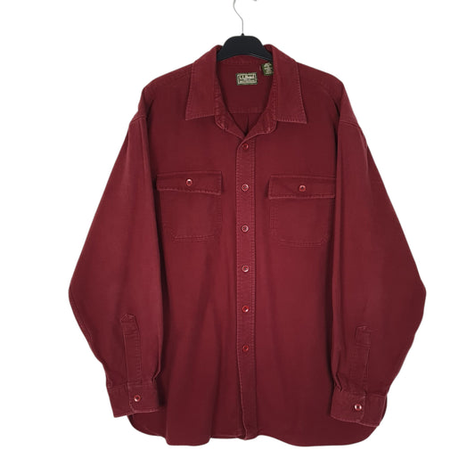 Mens Burgundy L.L.Bean Chamois Long Sleeve Shirt