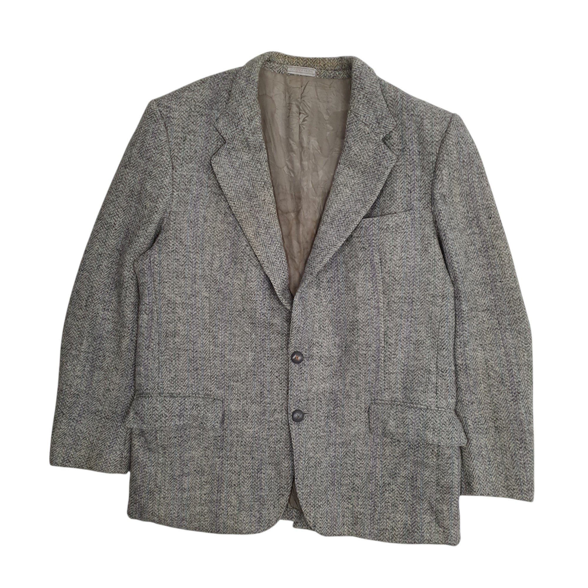 美品★ MANNISH BLAZER COAT Mens Wm. H. Leishman Harris Twead Herringbone Blazer Jacket Coat
