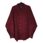 Mens Burgundy Eddie Bauer Herringbone Corduroy Long Sleeve Shirt
