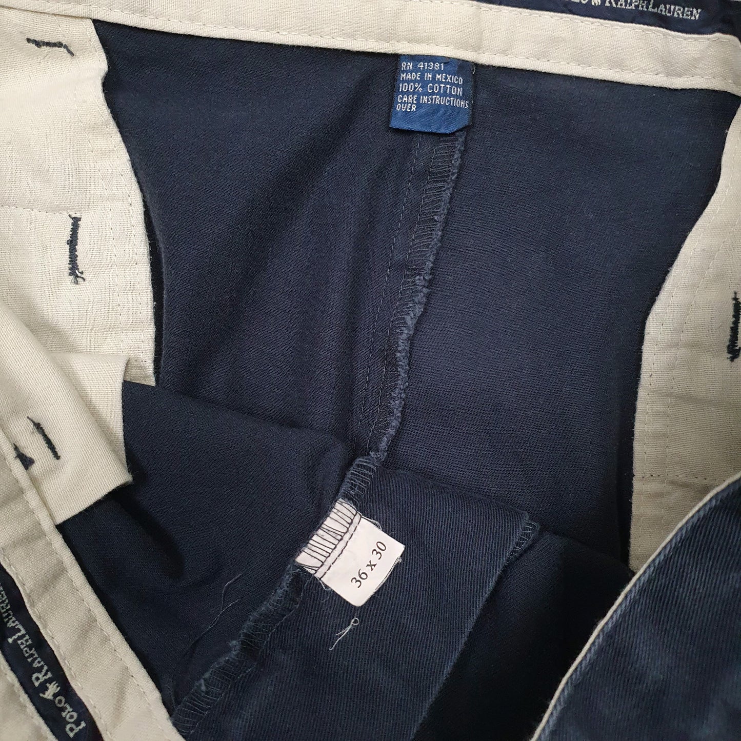 Mens Navy Polo Ralph Lauren Vintage 90s Andrew Pant Pleated  Trousers