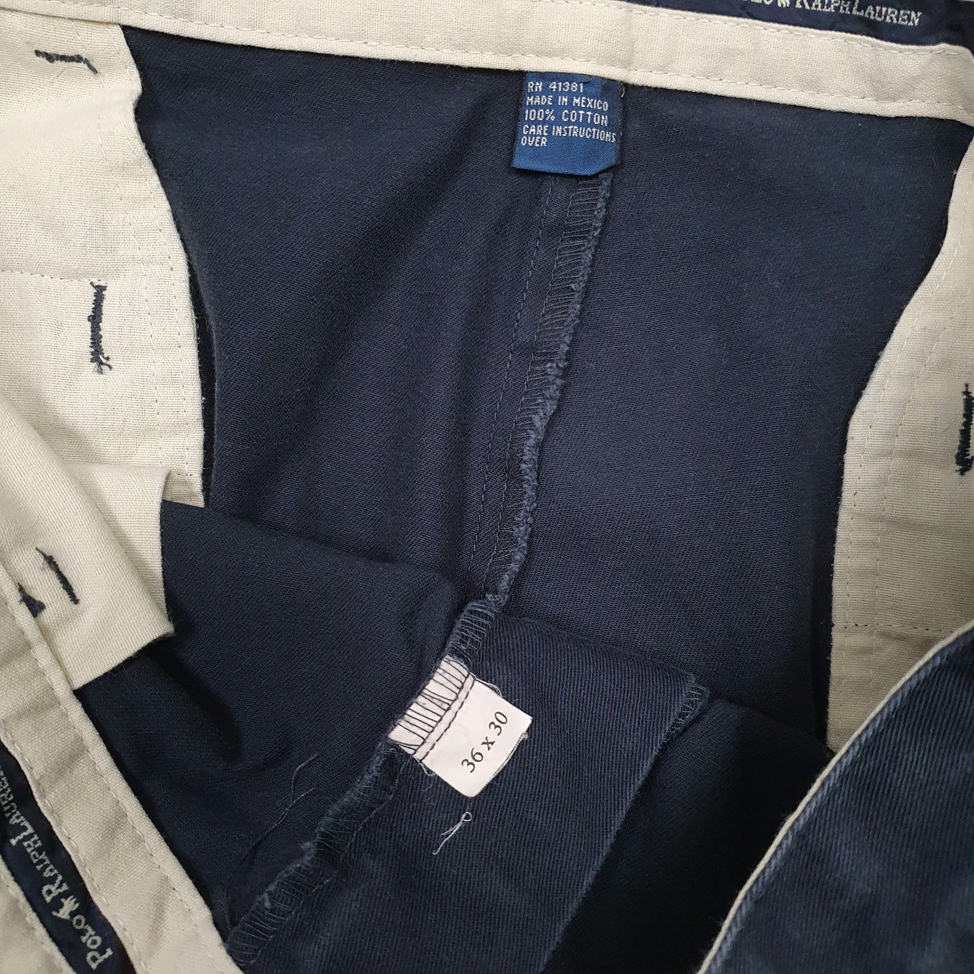 Mens Navy Polo Ralph Lauren Vintage 90s Andrew Pant Pleated  Trousers