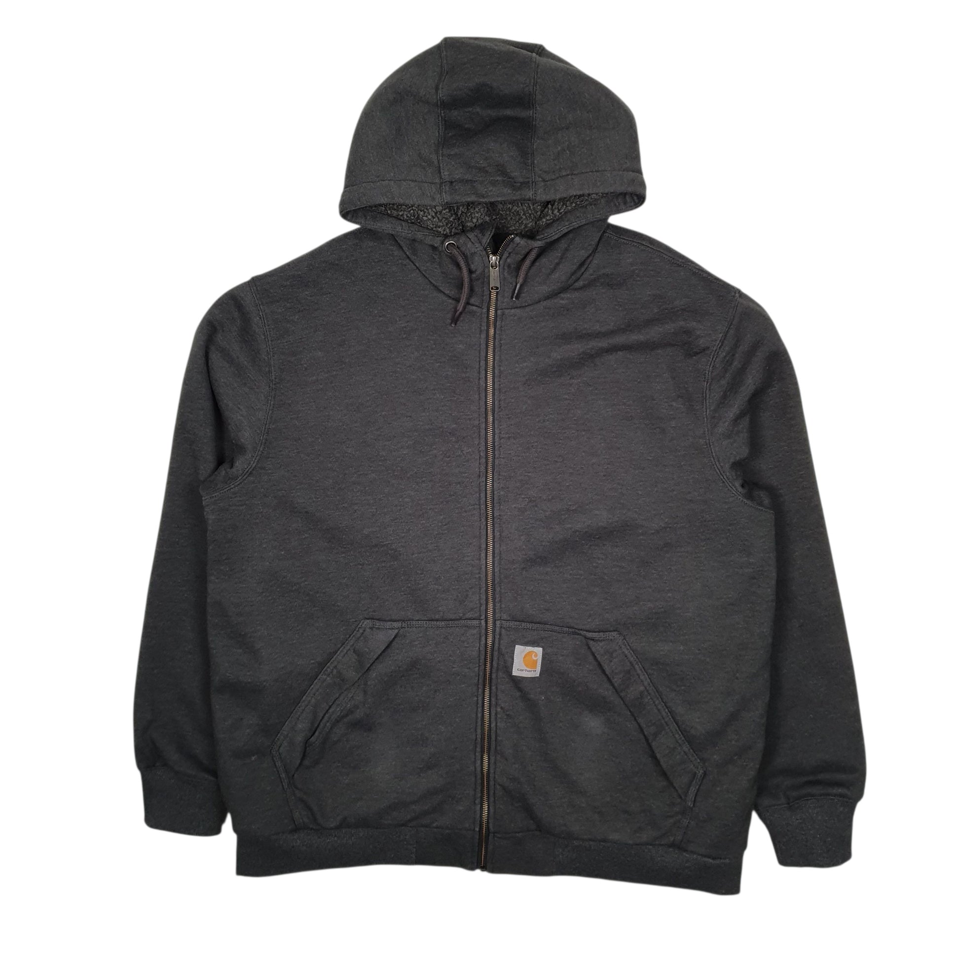 Mens Grey Carhartt Sherpa Lined Hoodie Full Zip Jumper