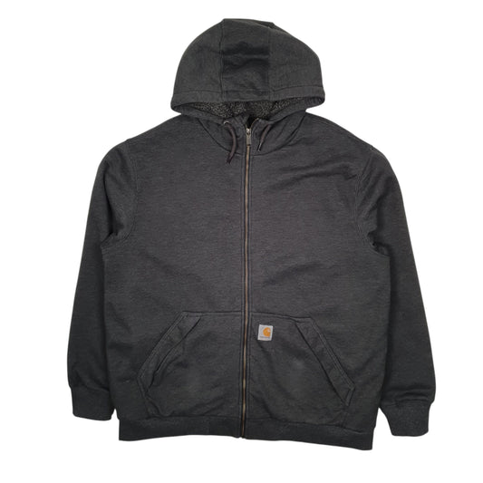 Mens Grey Carhartt Sherpa Lined Hoodie Full Zip Jumper