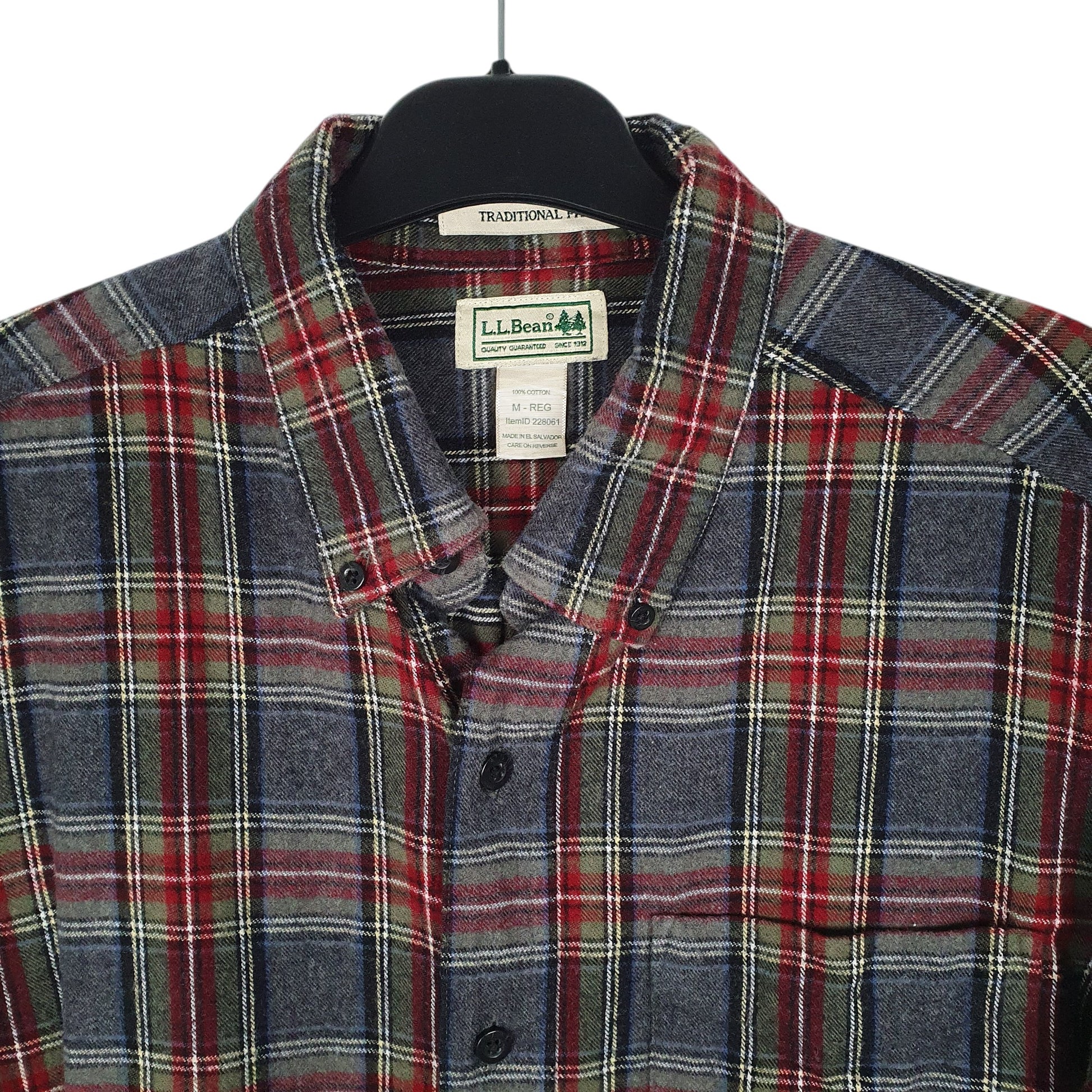 Mens Grey L.L.Bean Thick Flannel  Shirt