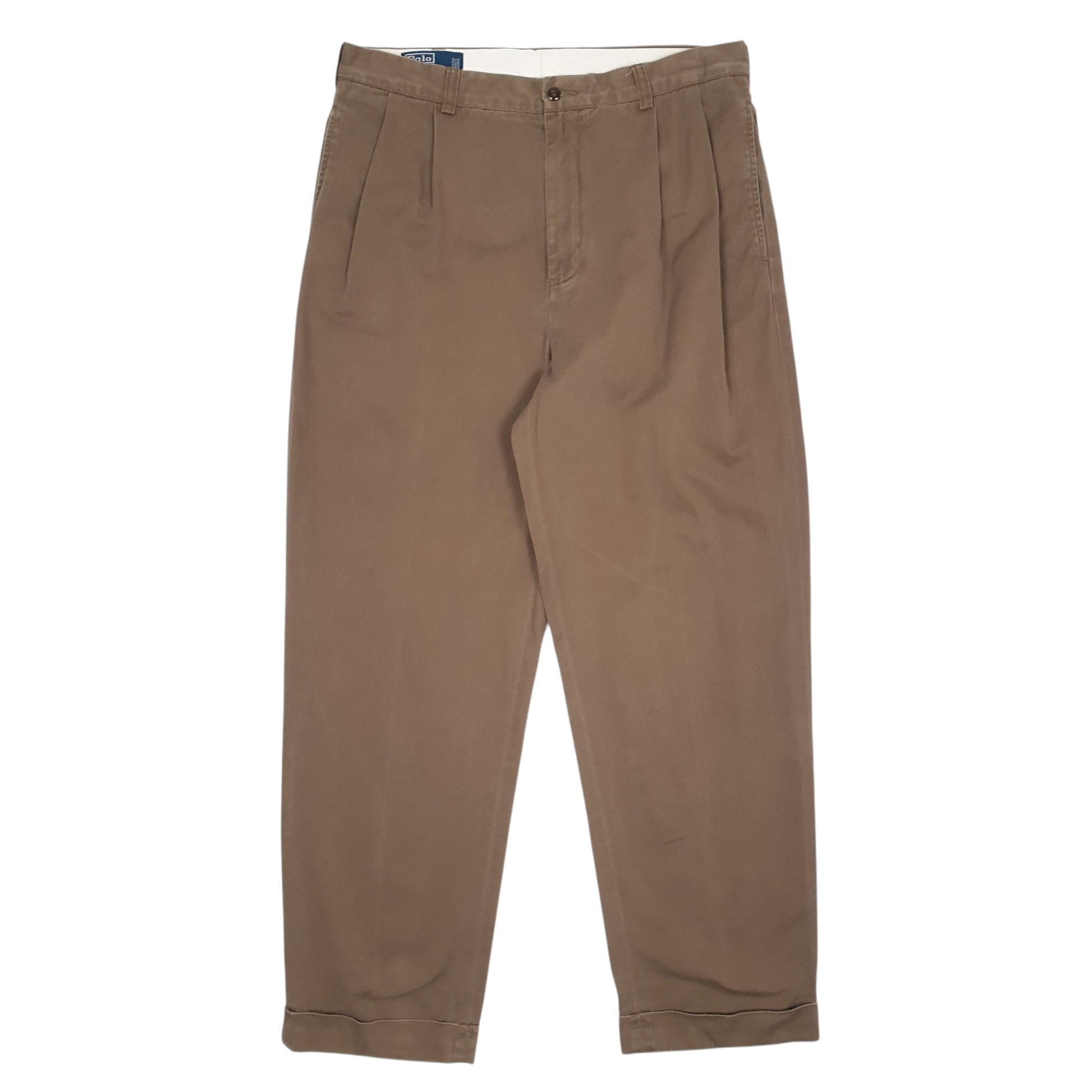 Mens Brown Polo Ralph Lauren Hammond Pant Pleated Chino Trousers