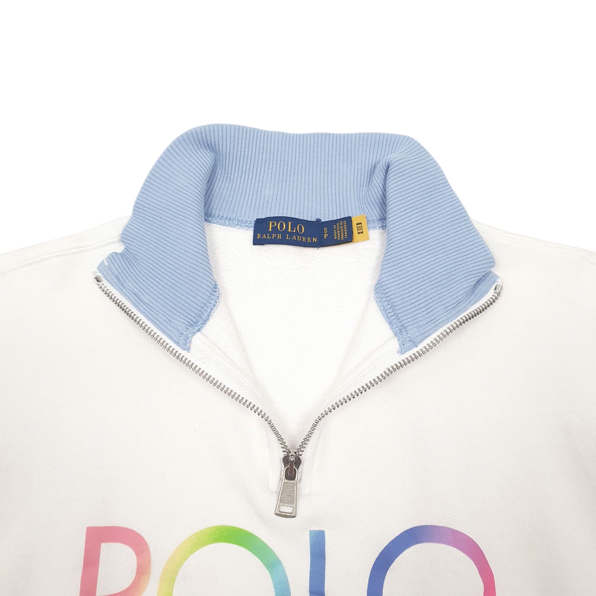 Womens White Polo Ralph Lauren Spellout Quarter Zip Jumper