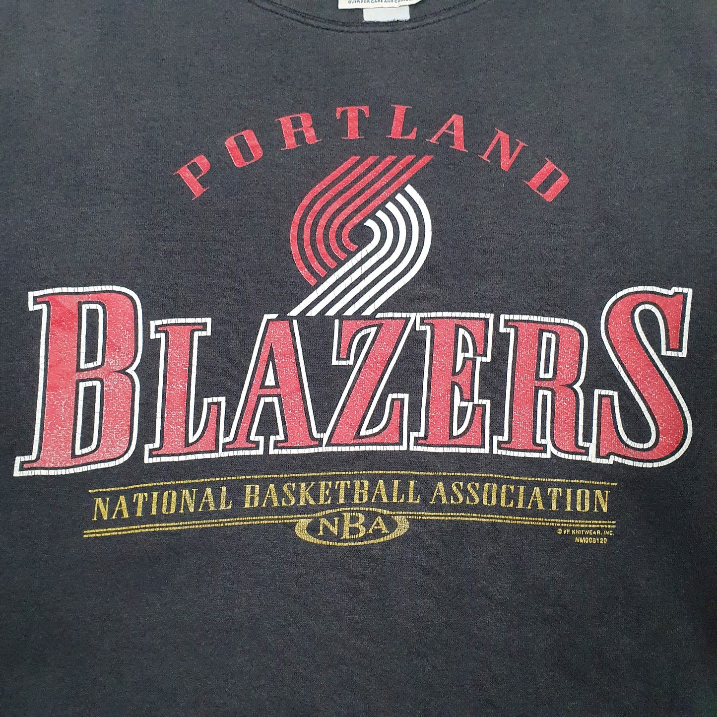 Mens Black VF Knitwear Nutmeg Mills Vintage 90s NBA Portland Blazers Crewneck Jumper