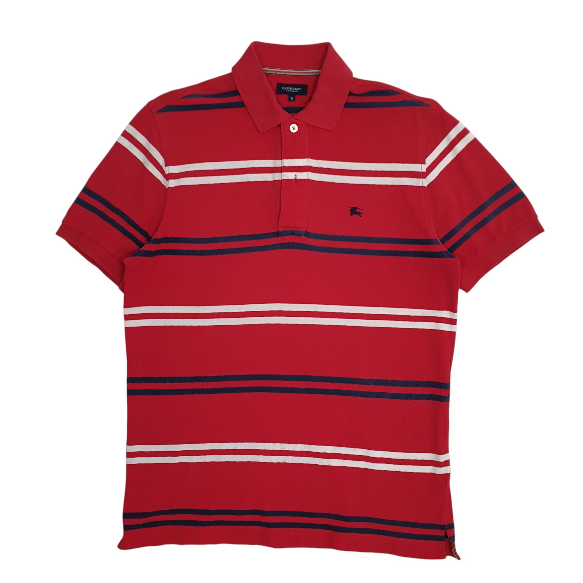 Mens Red Burberry  Short Sleeve Polo Shirt