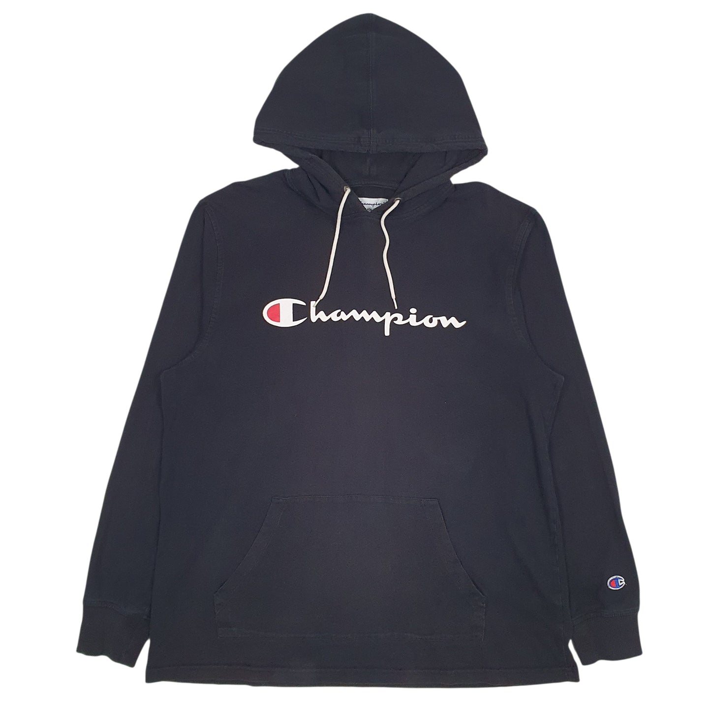 Mens Black Champion Spellout Lightweight Hoodie Jumper