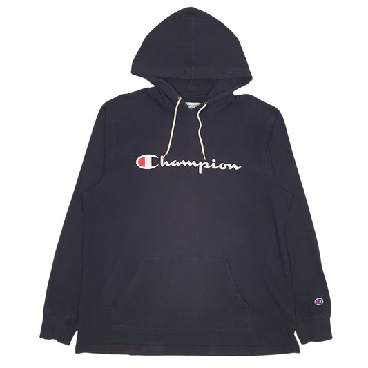 Mens Black Champion Spellout Lightweight Hoodie Jumper