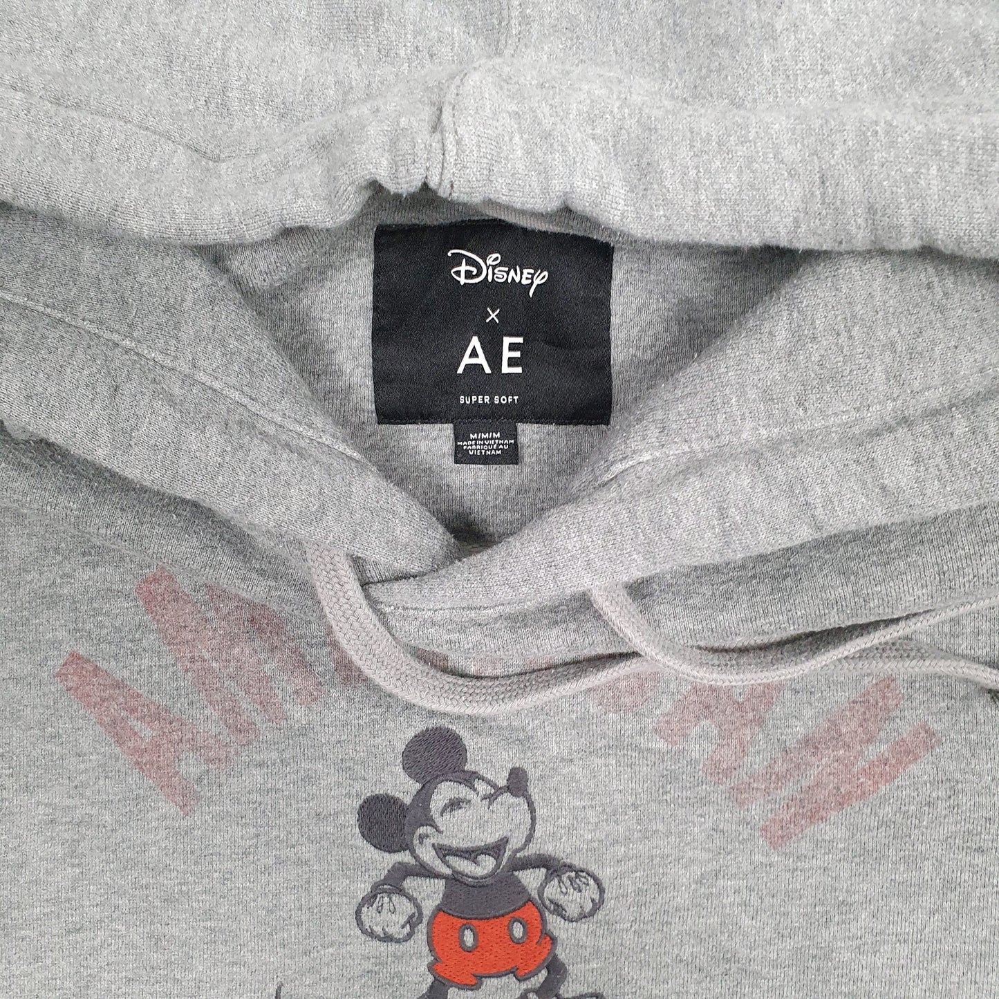 Mens Grey Disney American Eagle Hoodie Jumper