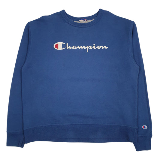 Mens Blue Champion Spellout Crewneck Jumper