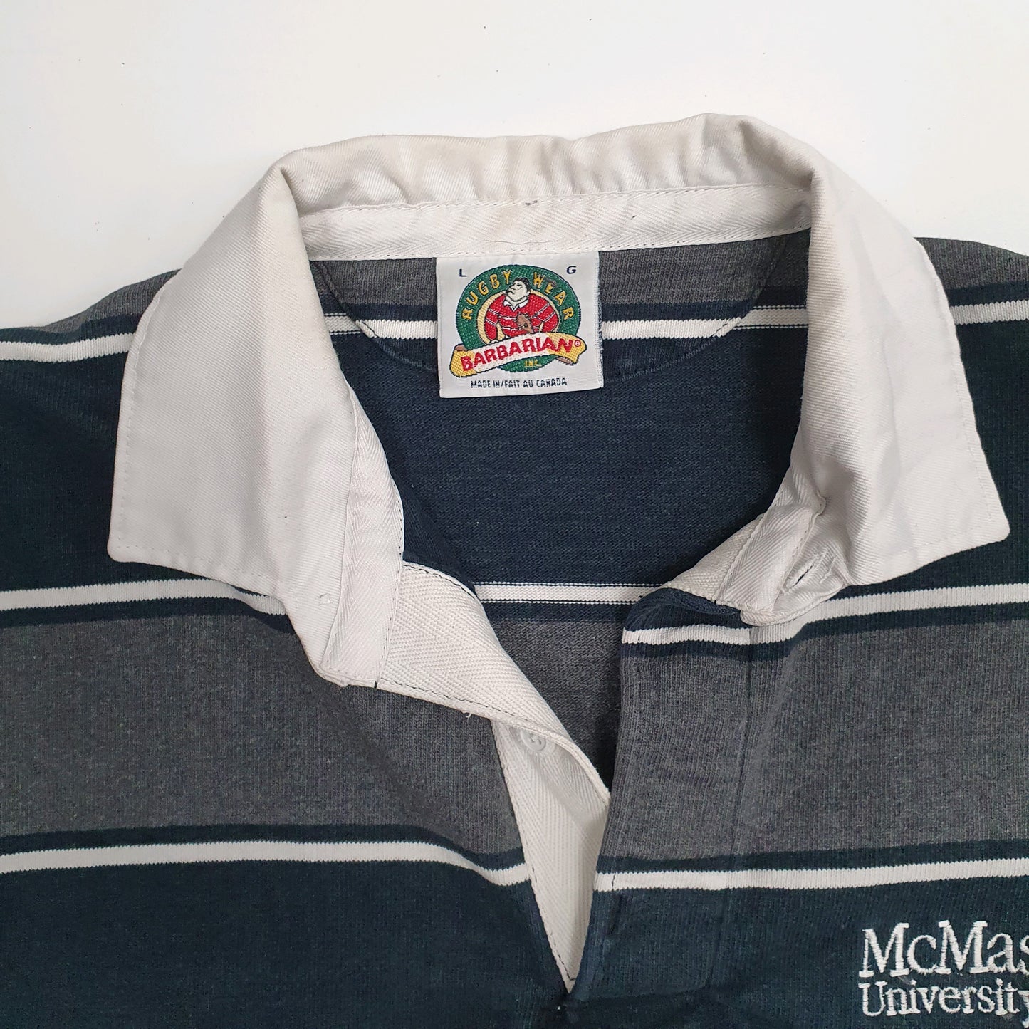 Mens Grey Barbarian Rugby Hoodie Polo Shirt