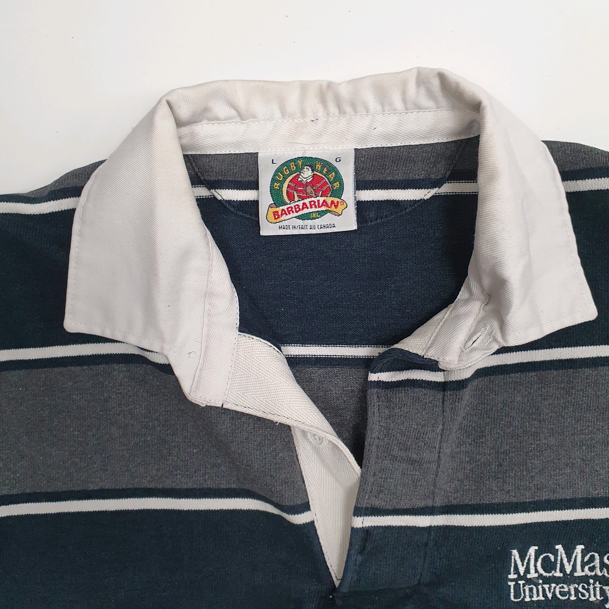 Mens Grey Barbarian Rugby Hoodie Polo Shirt