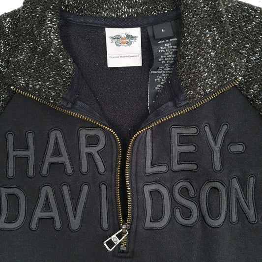 Womens Black Harley Davidson Motorcycles Quarter Zip Jumper