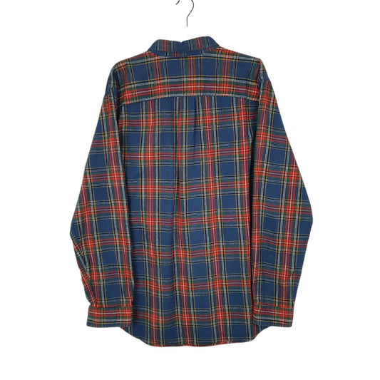 Mens Blue L.L.Bean Thick Flannel Plaid  Shirt