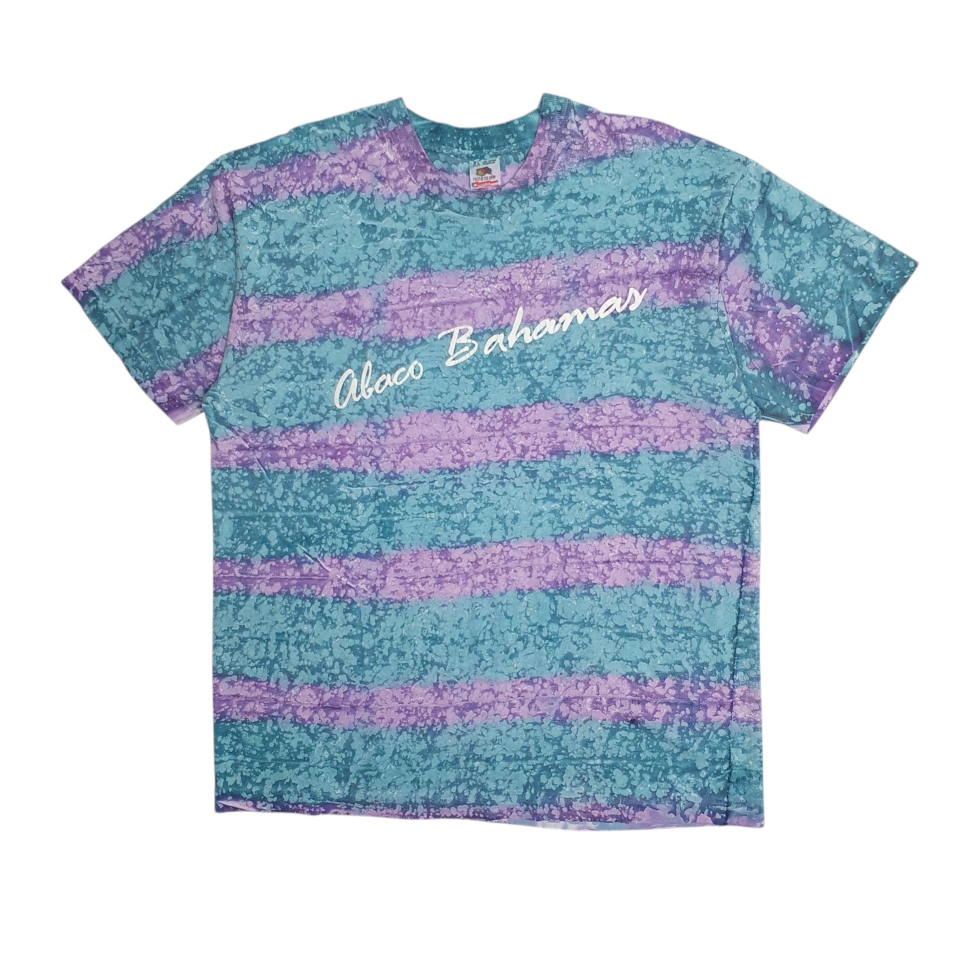 Mens Blue Fruit Of The Loom Single Stitch Vintage 90s Tie Dye Bahamas Short Sleeve T Shirt