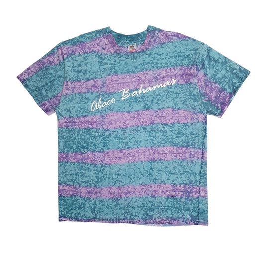 Mens Blue Fruit Of The Loom Single Stitch Vintage 90s Tie Dye Bahamas Short Sleeve T Shirt