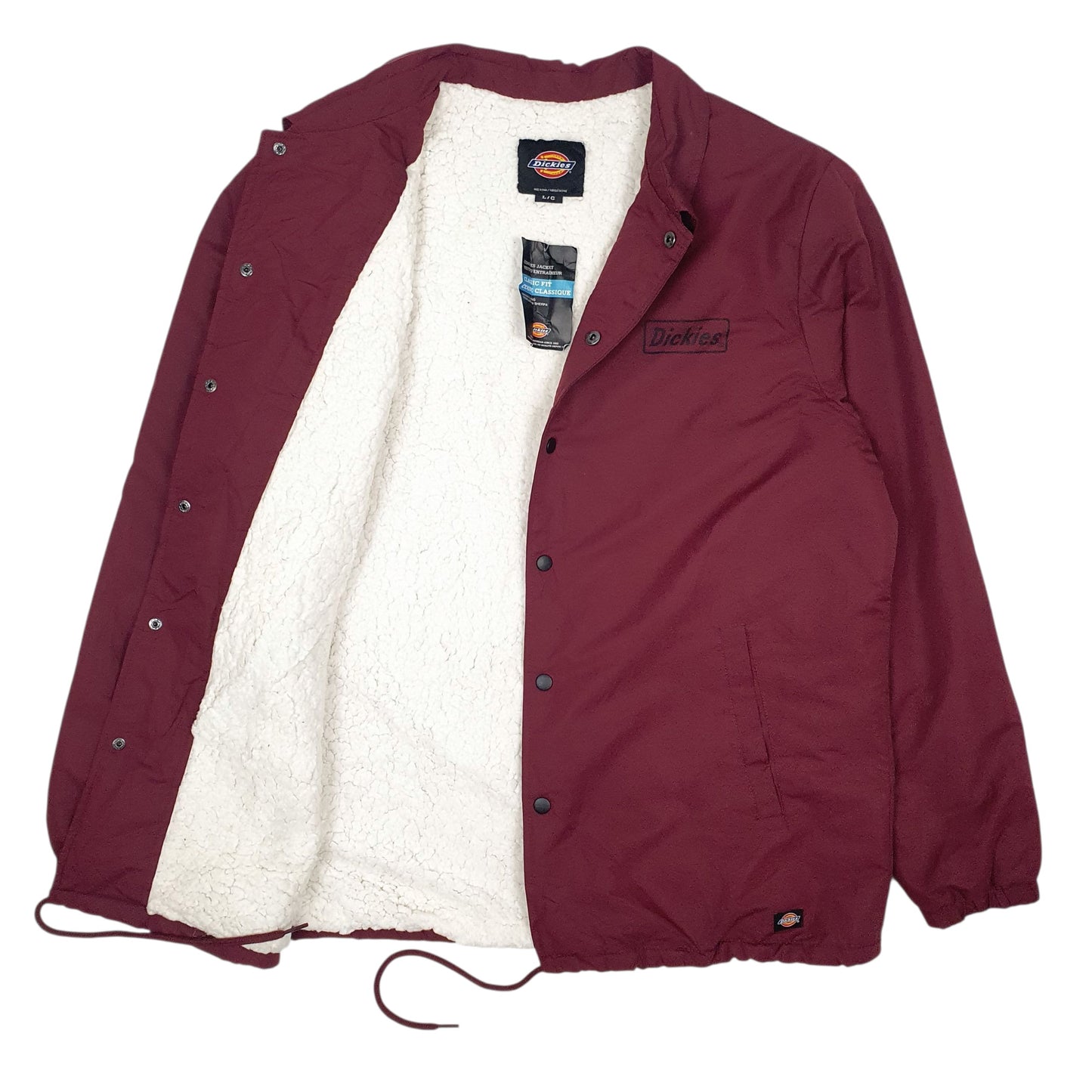 Mens Burgundy Dickies Coach Sherpa Lined  Coat